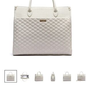 Elegant White Quilted Tote Bag